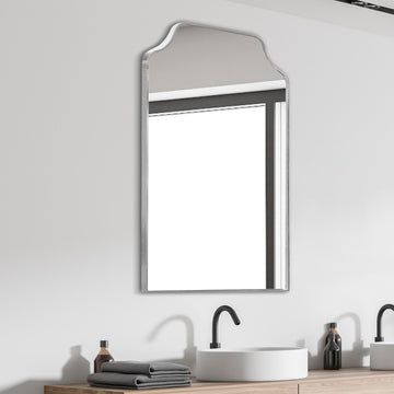 Lindie 24 in. W x 36 in. H Medium Scalloped-Top Metal Framed Wall Mounted Mirror - JONATHAN Y